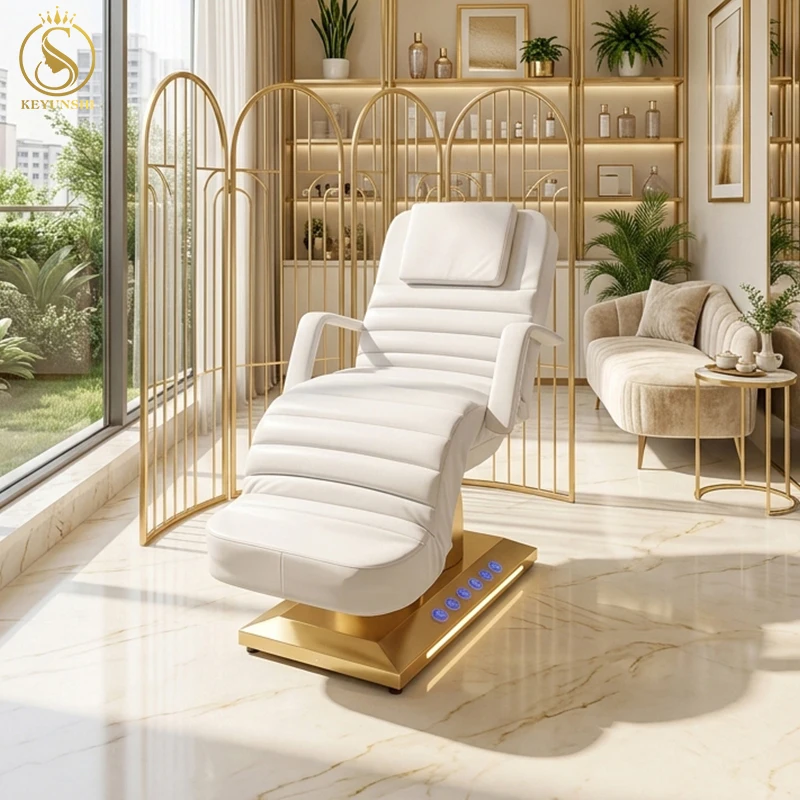 Modern White Beauty Pvc Cover Waxing Bed Salon Beauty Instrument for Face Therapy Bed Lash Bed Salon