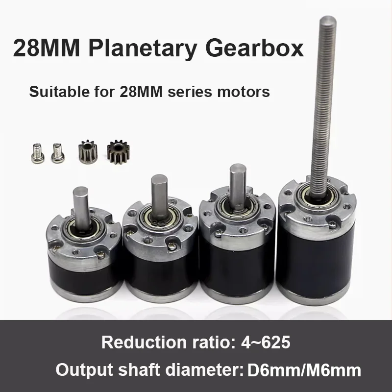 28MM Planetary Gearbox Metal Gear Reducer for 385 395 2838 365 Motor small motor speed regulation variable speed