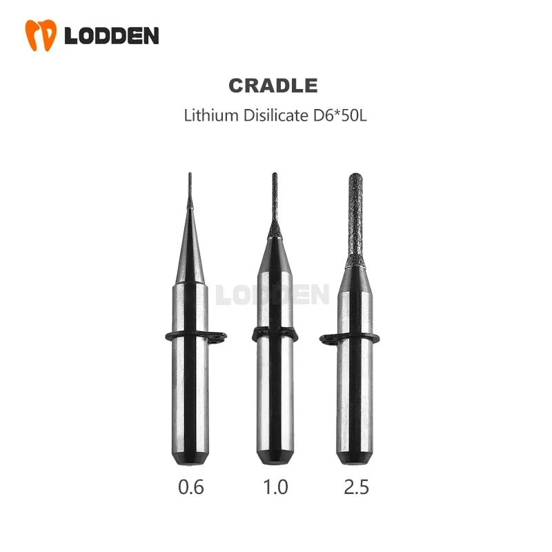 Cradle C41 B42 Dental Milling Burs For Lithium Disilicate Metal Grinding Drill Coating D6-50-/2.5/1.0/0.6mm Drill Diameter Tools