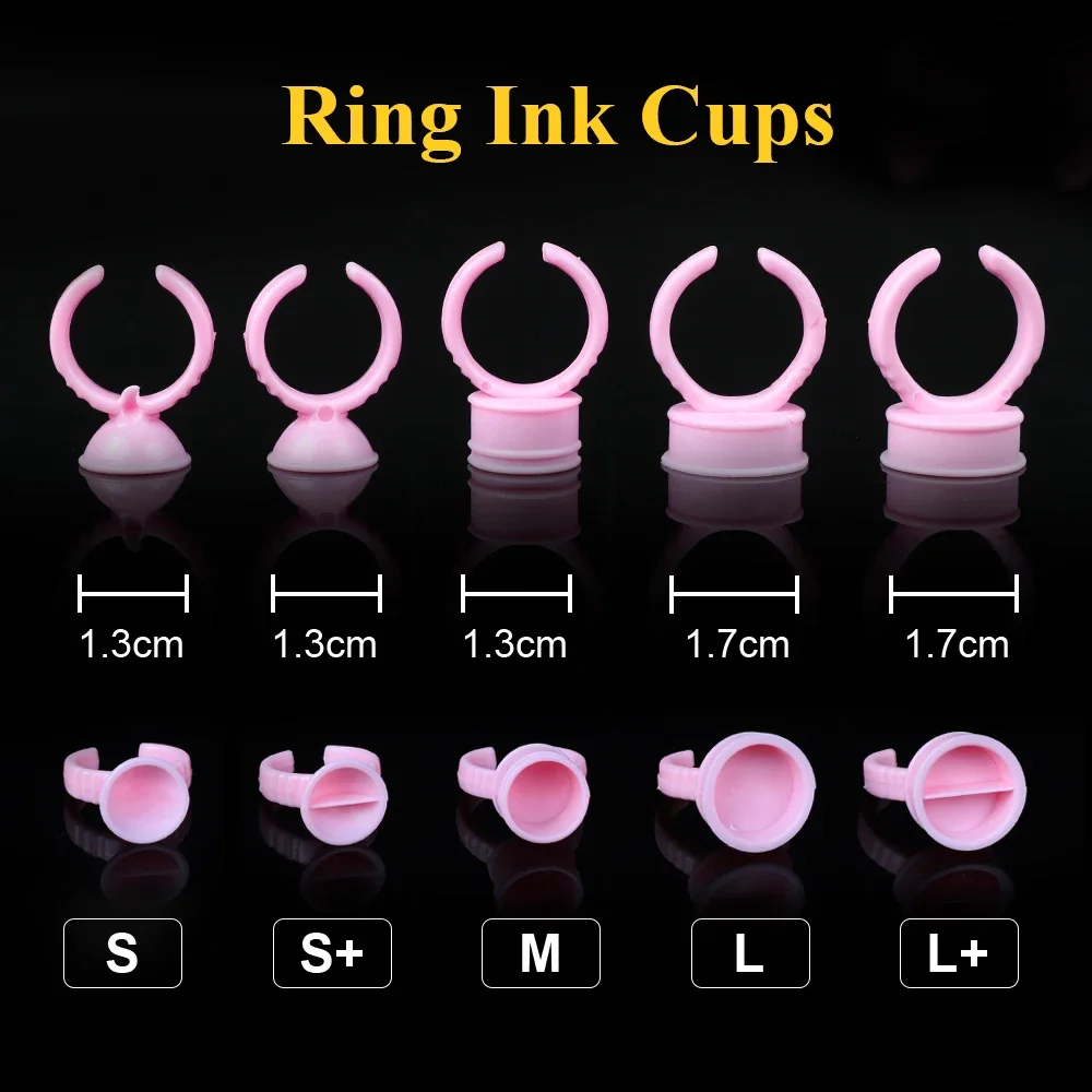

100PCS Disposable Pink Eyelash Glue Ring Cup Holder Tattoo Ink Ring Holder Tattoo Pigment Container Cup Lash Extension Supplies