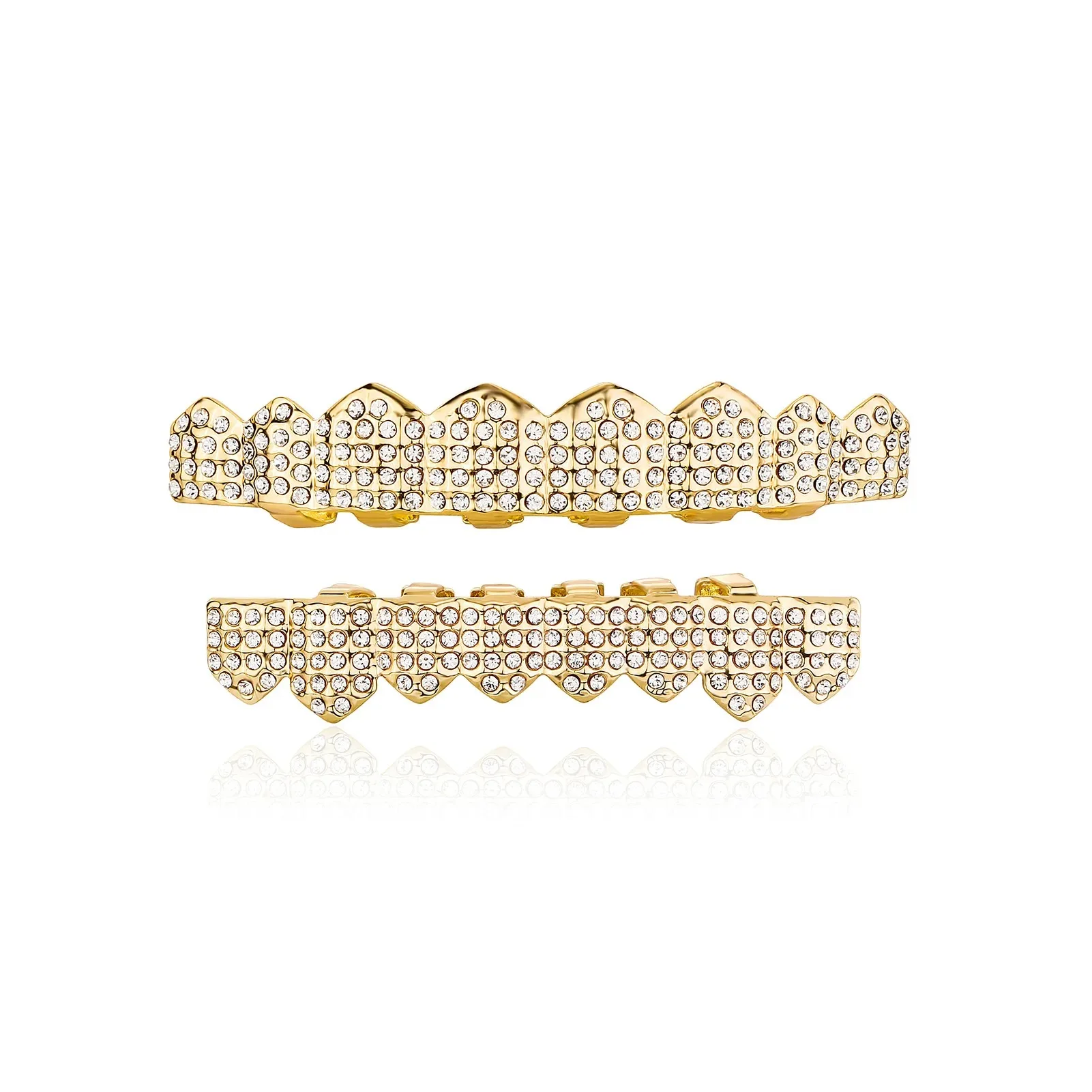 Punk Vollzirkonia Grillz Unisex 8 Oben & 8 Unten Abnehmbare Zahnschmuckstücke Hochwertige Modische Zahnschmuckstücke für den Mund – Detail 8