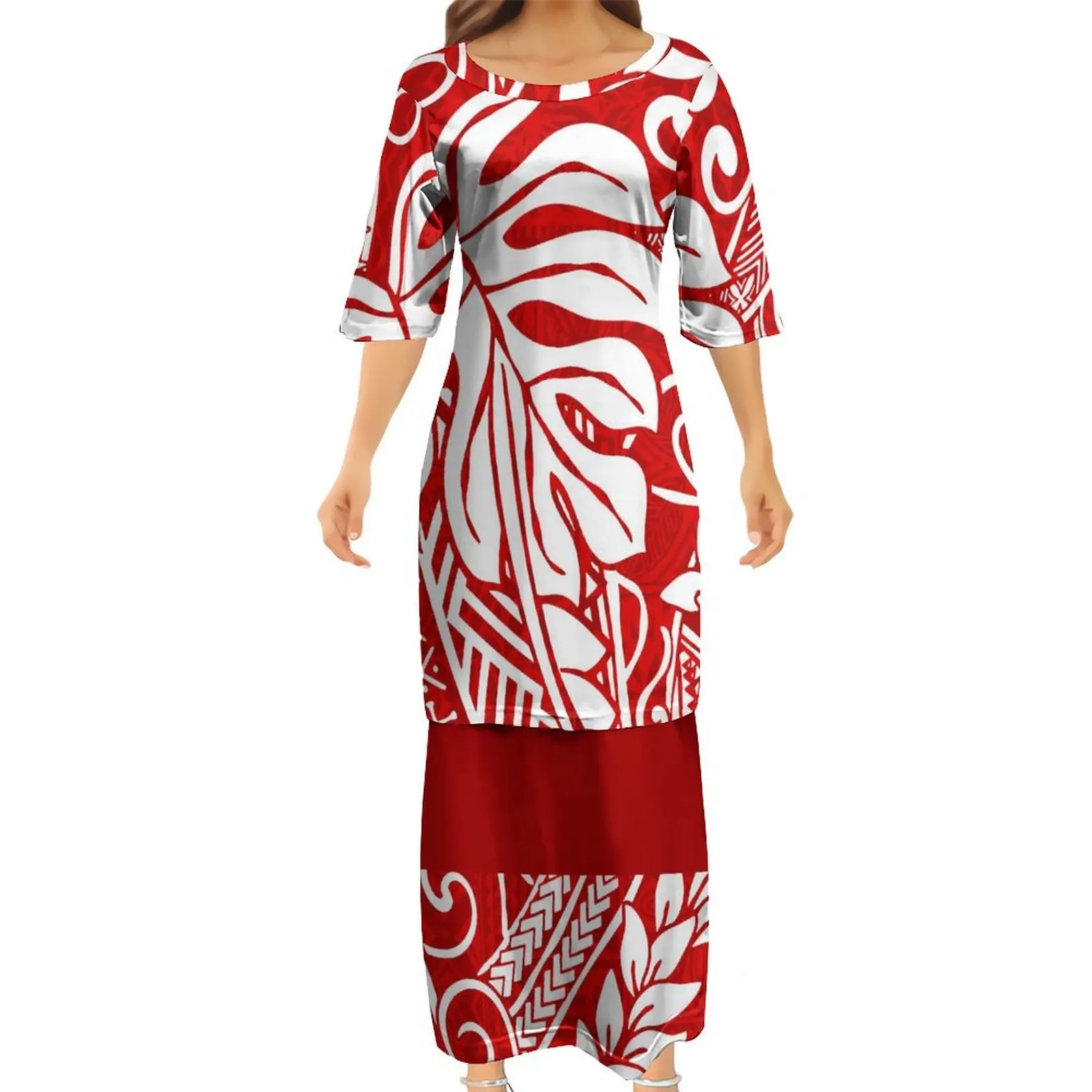 夏用半袖丸首プネタシ太平洋諸島カジュアル婦人服カスタムポリネシア婦人服パターン