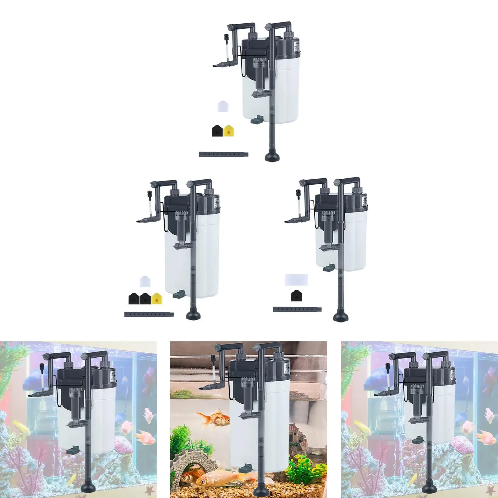 Aquarium Filter, Powerful Pump Oxygenating Biochemical Filtration Adjustable