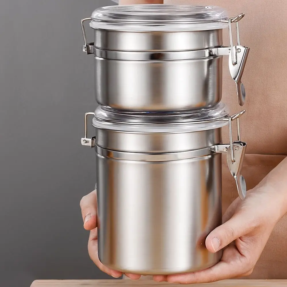 1Pcs Stainless Steel Airtight Sealed Canister Coffee Flour Sugar Tea Container Holder Storage Bottles for Food Storage Box