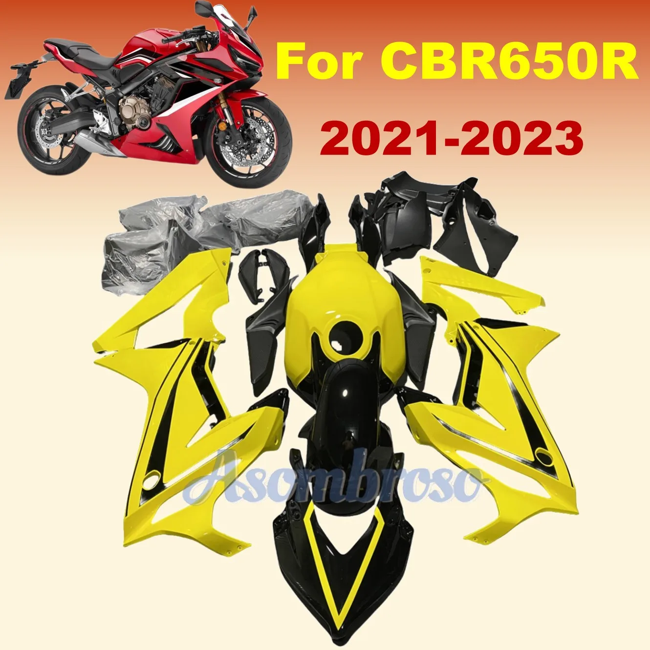 

Motorcycle ABS Plastic Fairing kit fit for HONDA CBR650R CBR650 2019 2020 2021 2022 2023 Yellow Panel Bodywork set