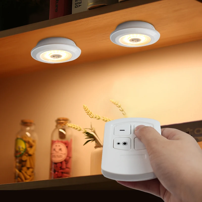 

Wireless Remote Control Under Cabinet Kitchen Light Battery Powered Cupboard Wardrobe Closet Lamp LED Night Light for Bedroom