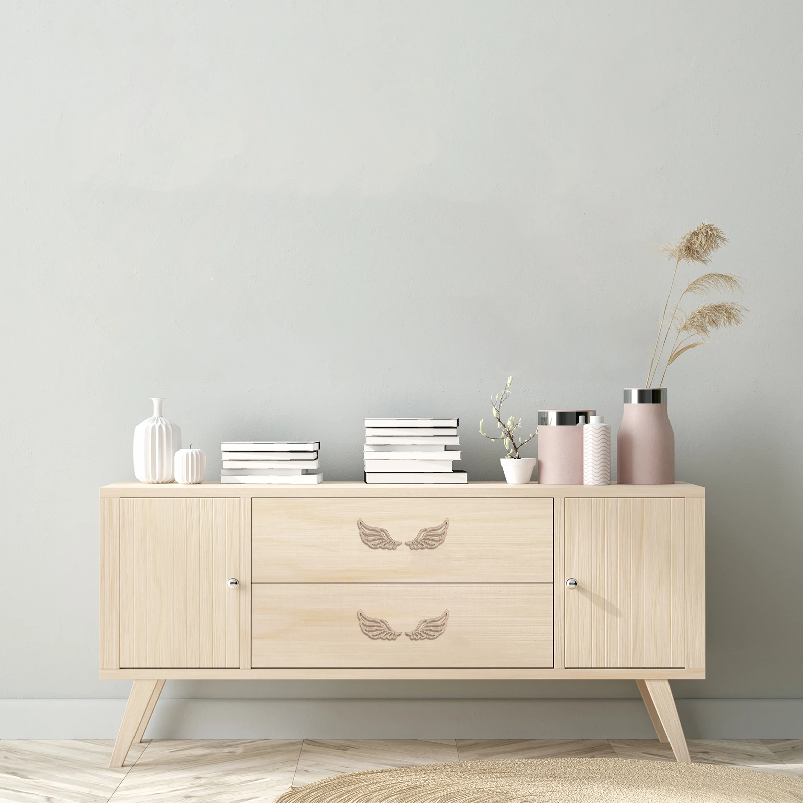 

60pcs Angel Wings Cutout Wooden Patches Unfinished Natural Wood Slices For Diy Crafts Home Party Decor Christmas Tree Ornament