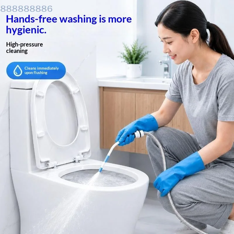 [B]High Pressure Elongated Curved Cleaning Nozzle Handheld Shower Sprayer for Toilet Gap Travel Use