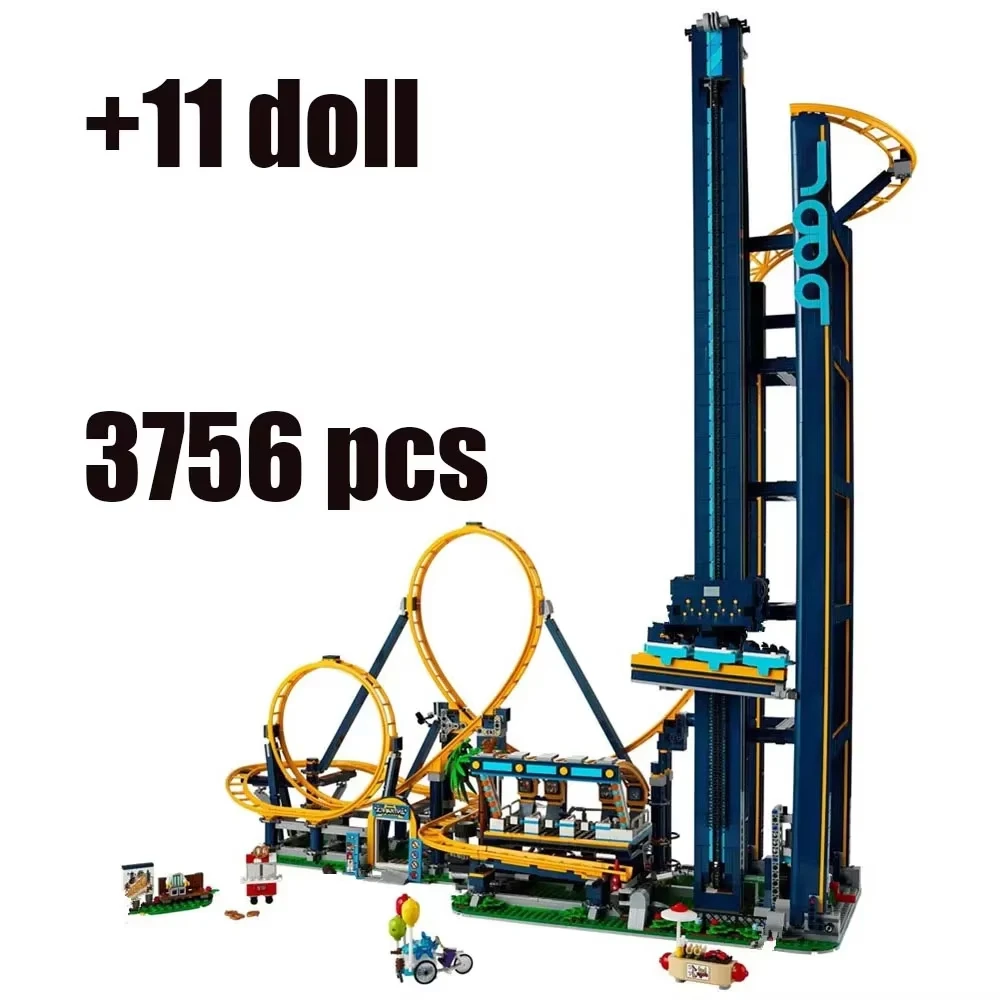 Parque de atracciones de 3756 Uds., montaña rusa, modelo de bloques de construcción, ladrillo, juguete para adultos, cumpleaños, Navidad, regalo para niños