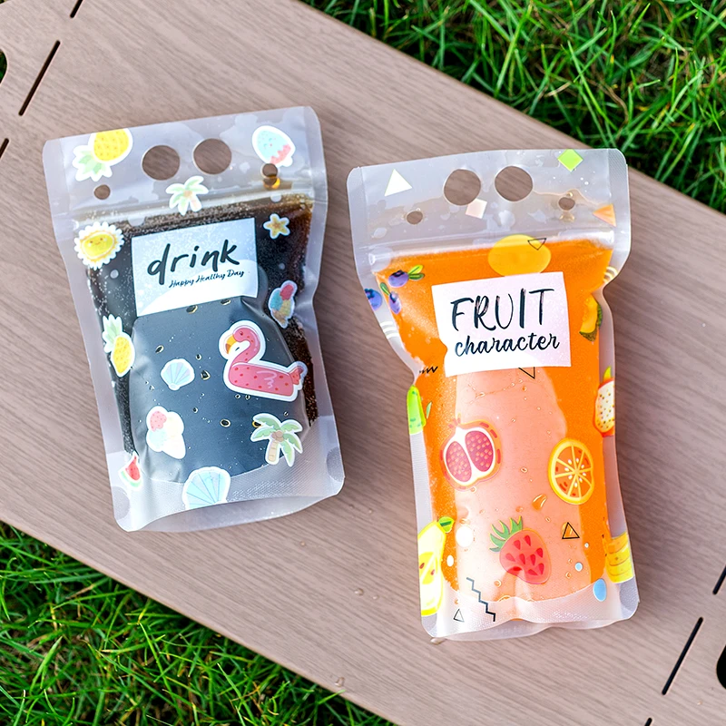 20/50/100Pcs Transparent Plastic Bag Juice Drink Milk Tea Package Portable Disposable Takeaway Kitchen Organizer Sealing Pouch