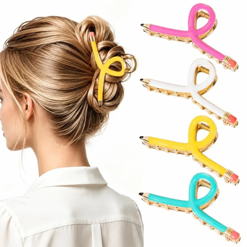 1/3pcs Pencil Shape Hair Claw Clips for Women Back to School Teacher Hair Clips Grip Clip Claw Clips for Thick or Thin Hair
