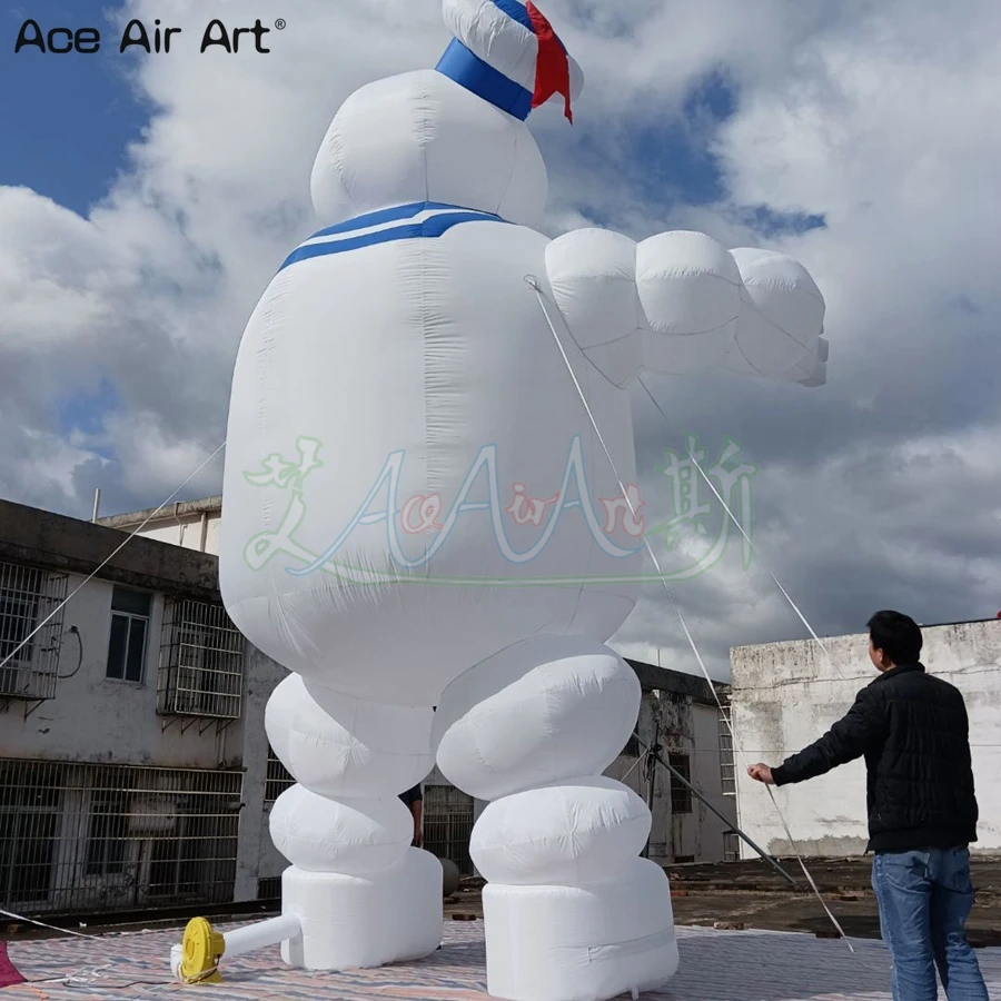 Enorme personaje de dibujos animados Oxford inflable Ghostbuster Stay Puft globo Pop Up Marshmallow Man con pancarta extraíble para AD