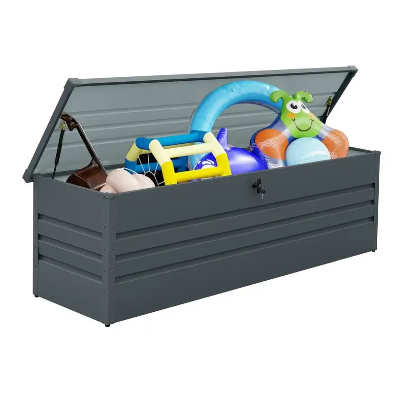 

Extra Large 260 Gallon Waterproof Metal Outdoor Deck Box, Lockable Storage for Patio Furniture Cushions, Pool Accessories, and