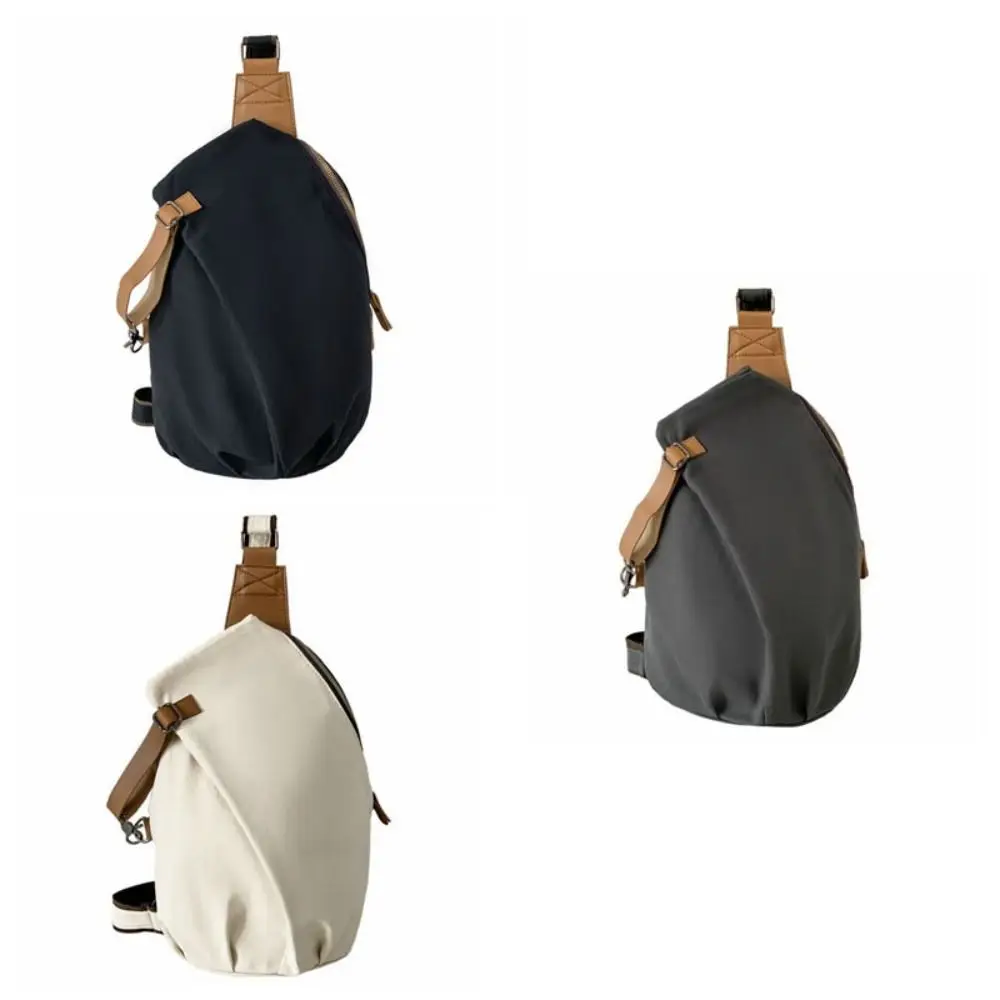 Solid Color Men's Chest Bag Waterproof Large Capacity Nylon Crossbody Bag Multifunctional Commuting Cycling Shoulder Bag Outdoor