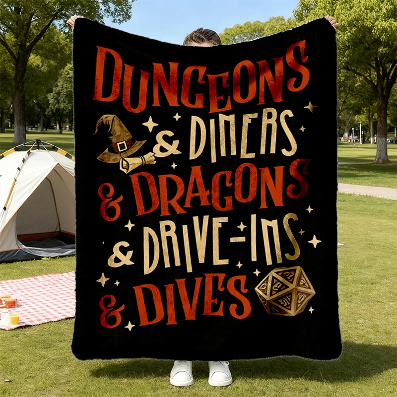 Dungeons Diners Dragons Drive-ins Dives 2sides Flannel Blanket Vintage, Master Flannel Throw, Video Game Fan Lovers