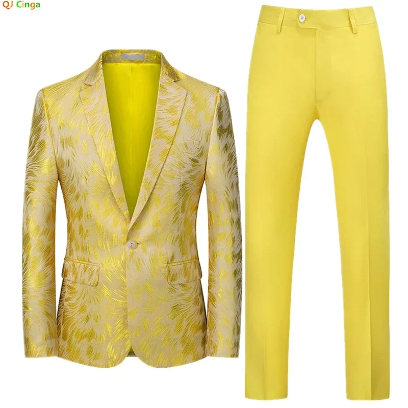 

Мужской костюм из 2 предметов, куртка и брюки для свадебной вечеринки, красный, синий, фиолетовый, модные тонкие мужские комплекты, азиатский размер M-6XL