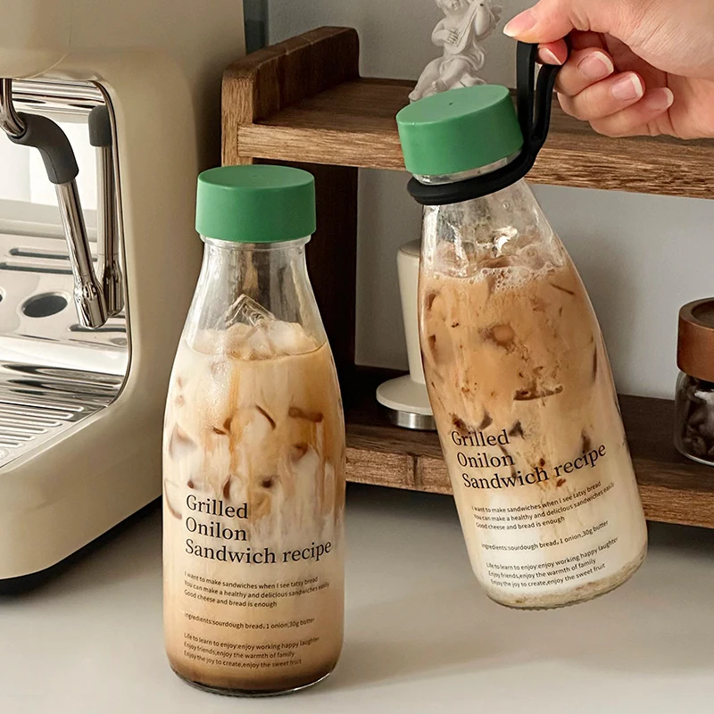 Reusable Glass Coffee Cup, Portable Travel Mug with Lid, Leak Proof Water Bottle, Eco Friendly Beverage Cup for Commute Office
