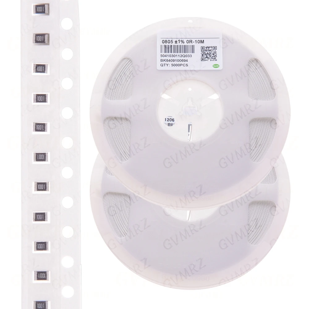 1Reel 5000pcs  0805  1%  percenta SMD  0 ohm ~ 10M ohm chip resistor 0 10R 100R 220R 330R 470R 1K 4.7K 10K 47K 100K 0 10 100Ohm