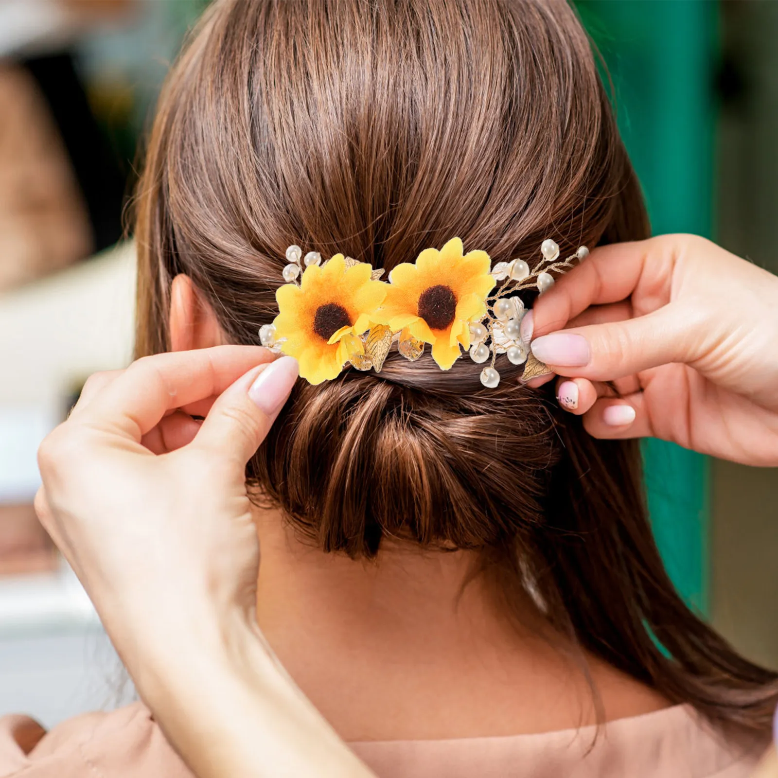 

Sunflower Bride Headband Delicate Alloy Tiara Elegant Wedding Hair Accessory Romantic Bridal Hairpiece Party Decoration