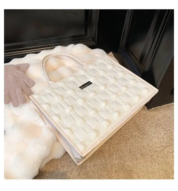 Bloom Beige Large Capacity Tote Bag Purse Women Haruku Aesthetic Casual Handbag Ladies Retro Shoulder Crossbody Bags 2025