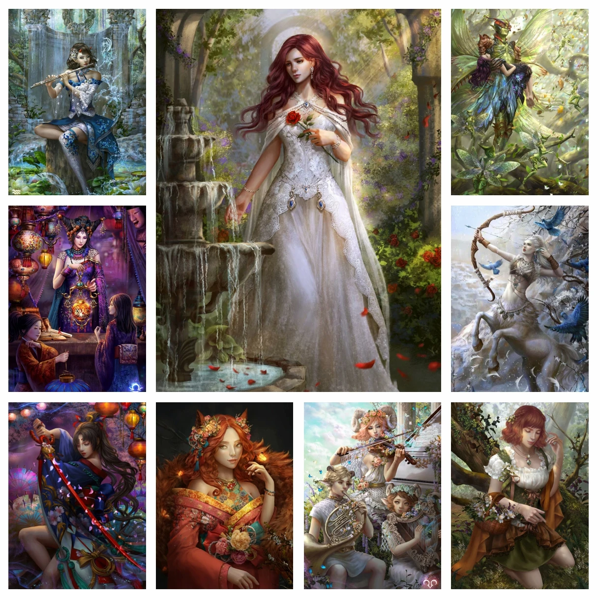 

Hoanglap Artwork Full Diamond Painting Fantasy Vintage Woman Princess Elf Art Cross Stitch Embroidery Picture Mosaic Home Decor
