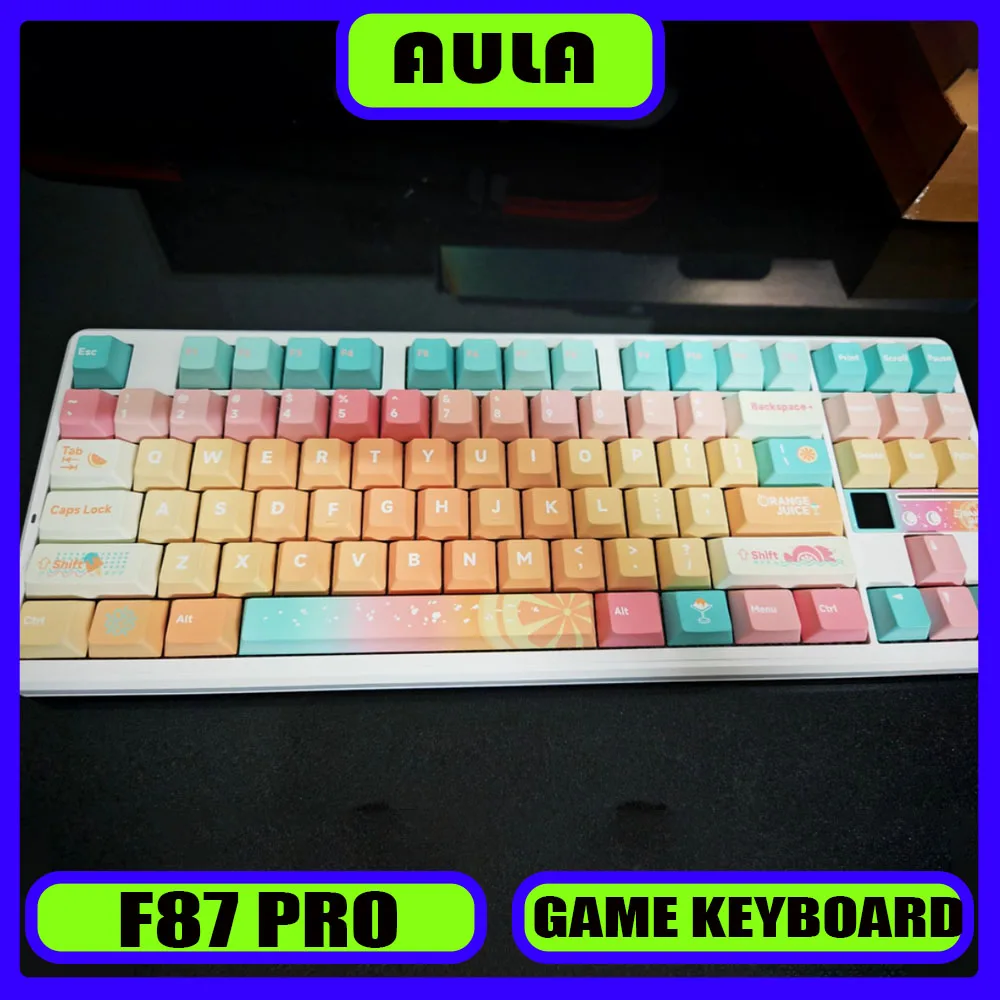 

Механическая клавиатура AULA F87 Pro V2 Agile, трехрежимная беспроводная RGB, 8000 мАч, аксессуары для ПК, геймеров, прокладка из ПБТ, игровая клавиатура Mac