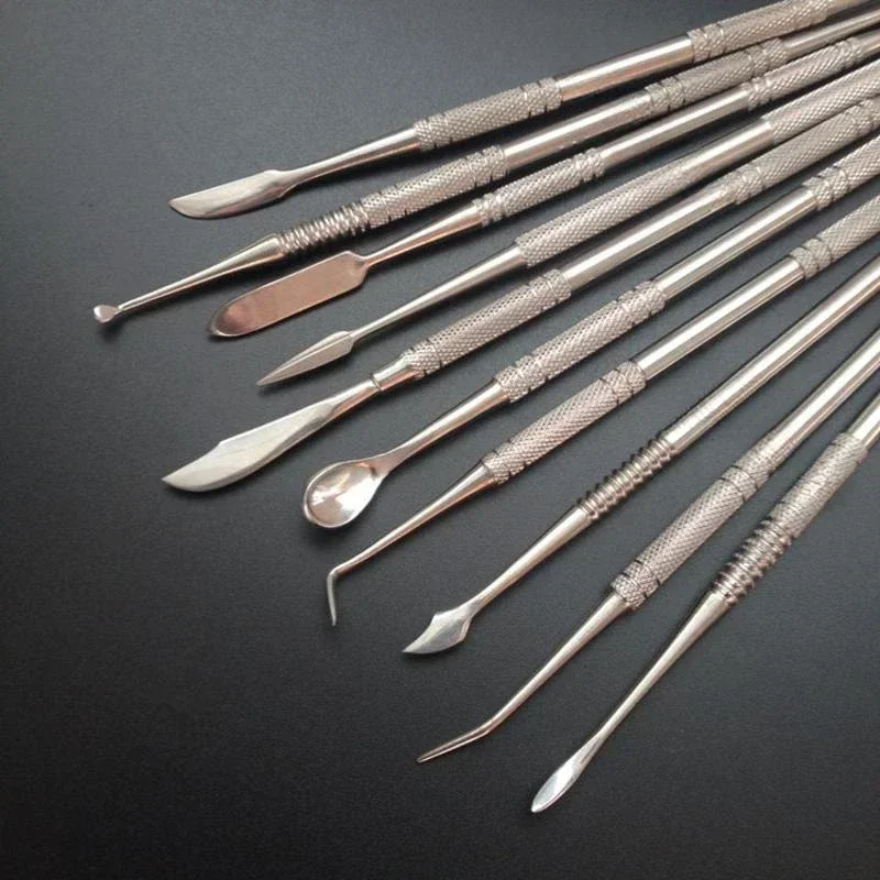 10Pcs Stainless Steel Sculpting Clay Tools Smoothing Soft Wax Pottery Modeling Carved Crafts Tool Accessories