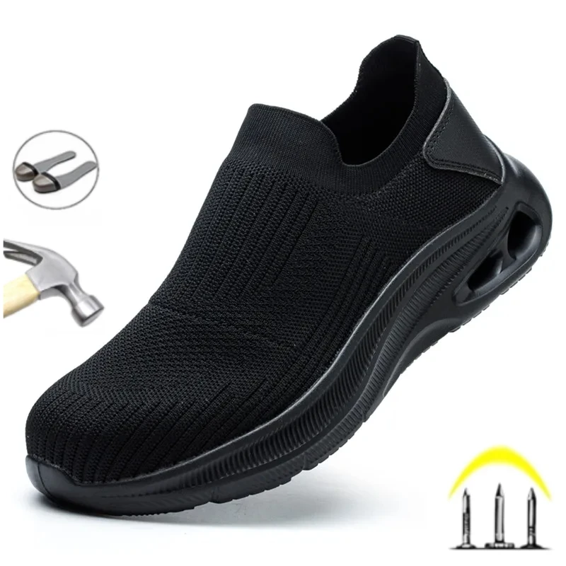 

2026 Summer Breathable Mens Work Safety Shoes Lightweight Steel Toe Anti Smashing Anti Slip Indestructible Male Boots Footwear