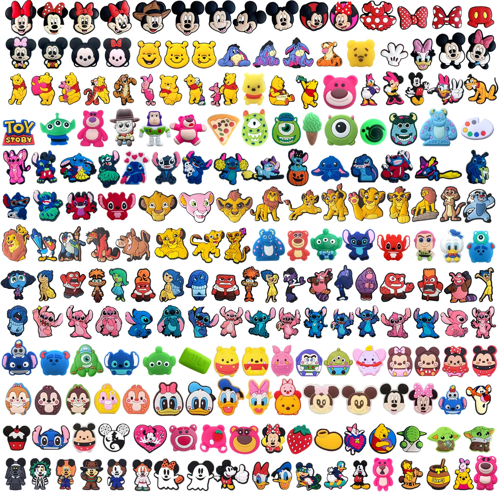 Random 10-100Pcs Disney Series Shoe Charms For Sandals Beach Bags, DIY Shoe Decorations Accessories Shoes Pins Christmas Gifts