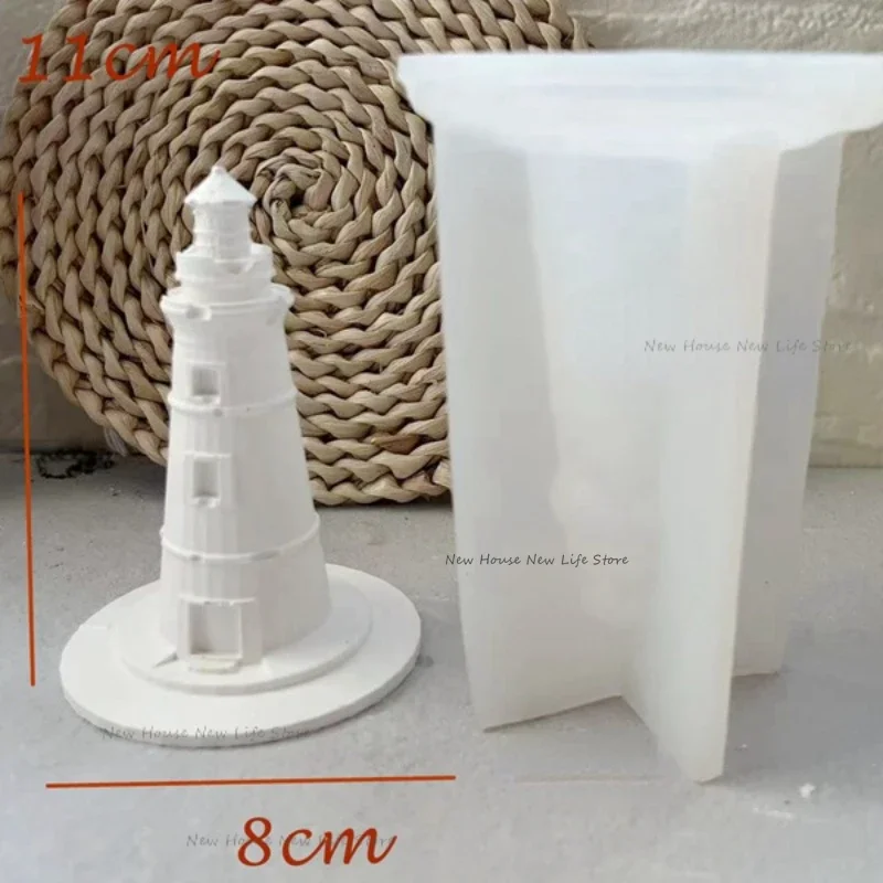 Ocean Lighthouse Silicone Mold 3D Fondant Cake Decorating Tools DIY Candle Plaster Aromatherapy Making Mould Crafts Ornaments