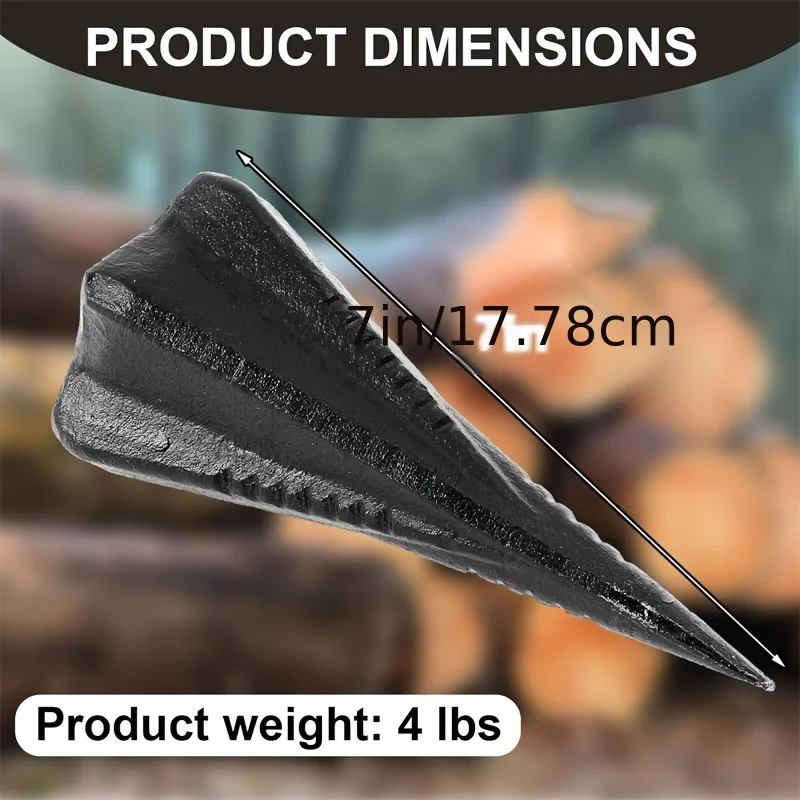 4lb Manual Splitting Wedge Heavy Duty, Labor-Saving Log Splitter for Efficient Wood Splitting, Splits into 4 Pieces with Ease
