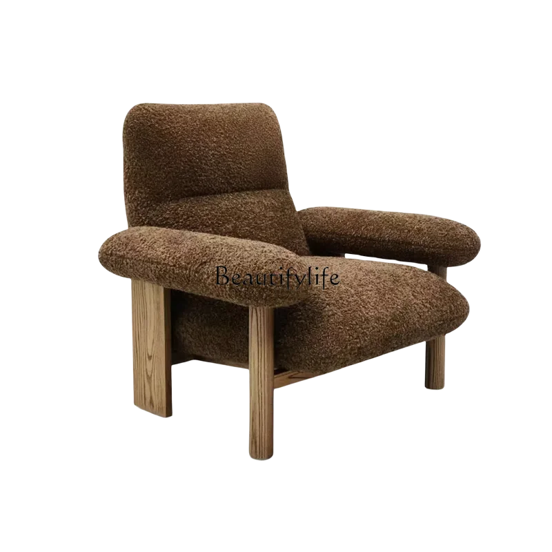 

Nordic living room lamb wool sofa chair antique single sofa