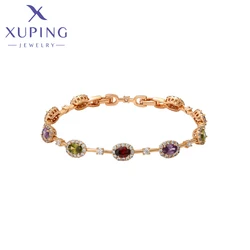 Xuping Jewelry Elegant New Multicolor Stone Charm Women's Hand Bracelets Gold Color Birthday Gifts X000695750