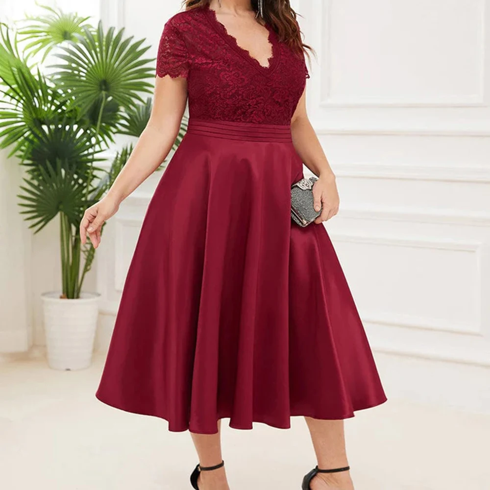 Mãe da noiva vestidos de renda apliques babados clássico colher pescoço tornozelo comprimento vestido meia manga chiffon casamento convidado vestido