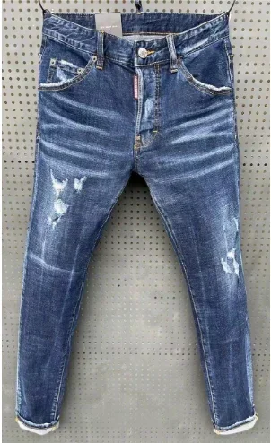 2024 Mens Stretch Skinny Jeans Quality Men Classic Brand Blue Denim Pants Male Street Slim Fit Ripped Jeans  Dsq2