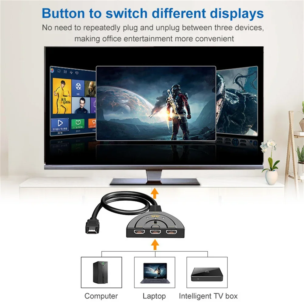 HDMI-Compatible Switch KVM Splitter 4K 2K 3D 3 Input 1 Output Mini 3 Port Video Switcher Hub 1080P For DVD HDTV Xbox PS3 PS4