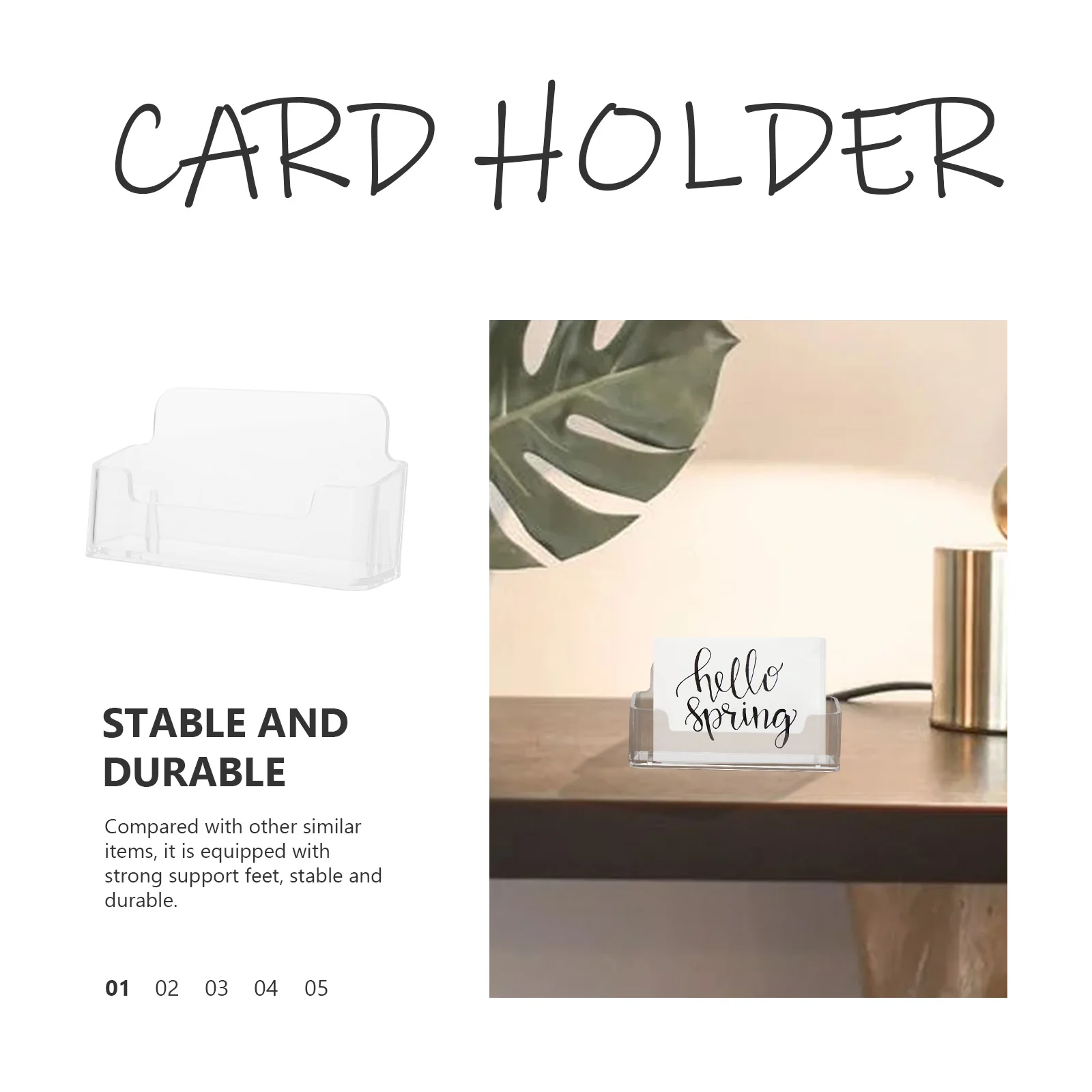 4pcs Acrylic Business Card Holder Transparent Desktop Cards Stand Stable Office Conference Professional Storage