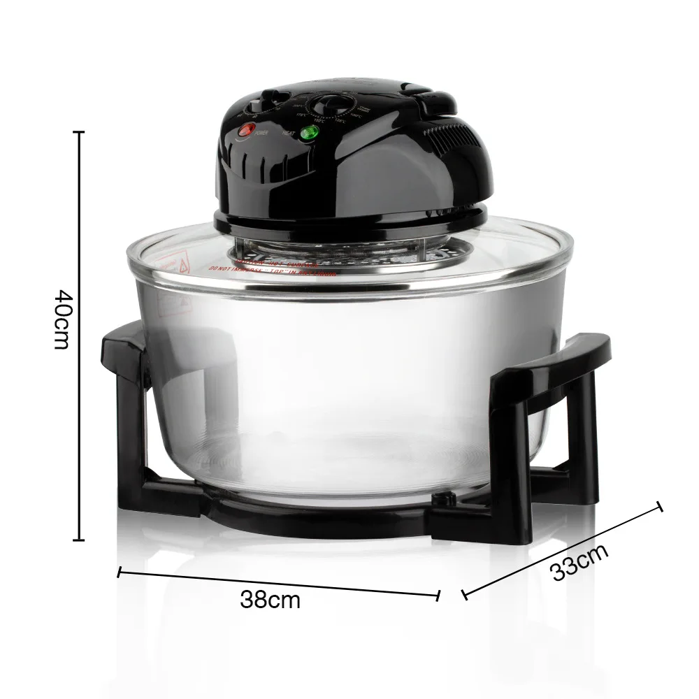 Air Fryer 12L Visual Glass Lightwave Multi-function Electric Fryer Oven Household Oil-free Air Oven 220V 1400W Electric Roaster