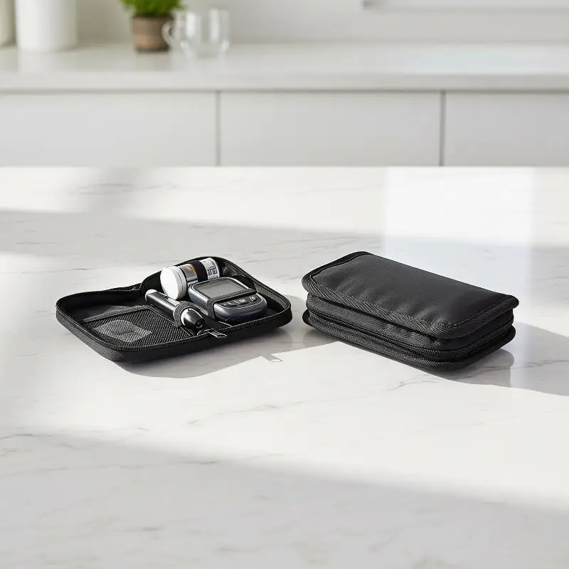Blood Glucose Meter Storage Bag Lightweight Polyester Diabetes Accessory Organizer for Home Office Business Trip