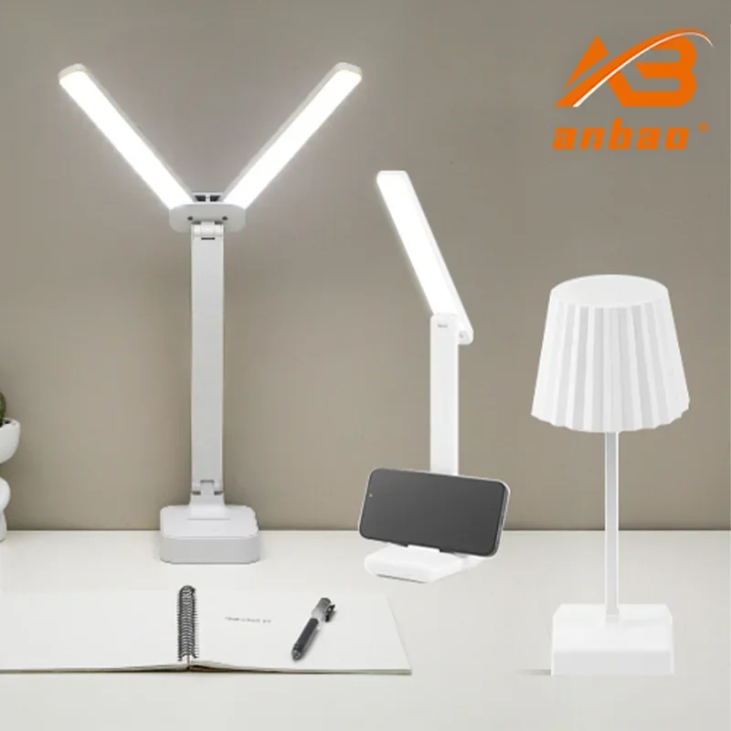 Eye protection desk lamp, double-head USB charging book lamp, three light sources, folding mobile phone holder, gift lamp