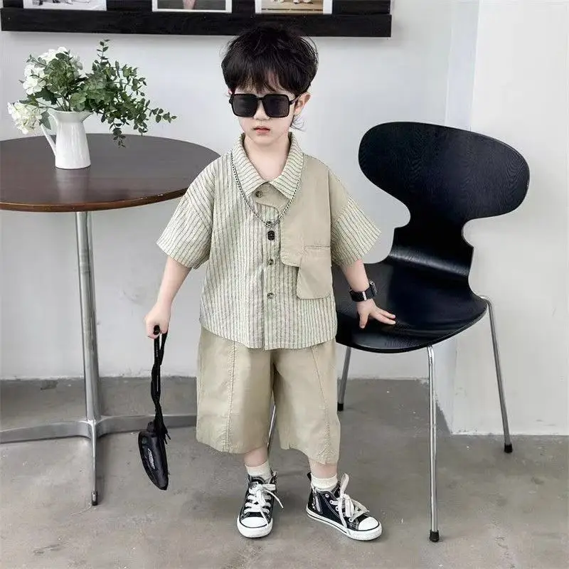 New Boy 2 pcs Clothing Set   Kids Clothes Suits Children Clothes Sets Baby Outfits Summer 25-001
