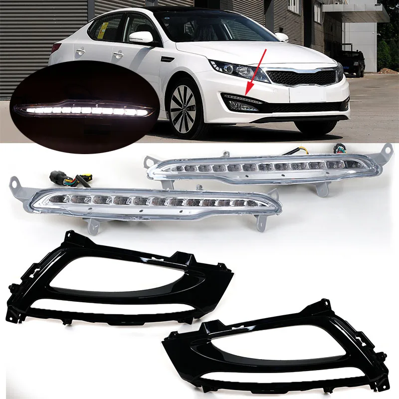 

Car Front Bumper LED DRL Daytime Driving Running Light Fog Light Lamp Frame Cover Shell For KIA Optima K5 2010 2011 2012 2013