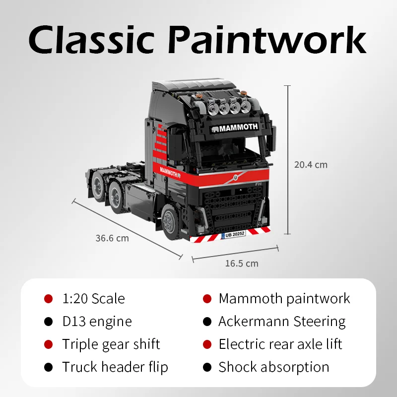 FH XL 6X4 Tractor Volvo FH16 Heavy Duty Truck Mammoth RC Engineering Vehicle Model Building Blocks Bricks Kits Toys Boy Gifts