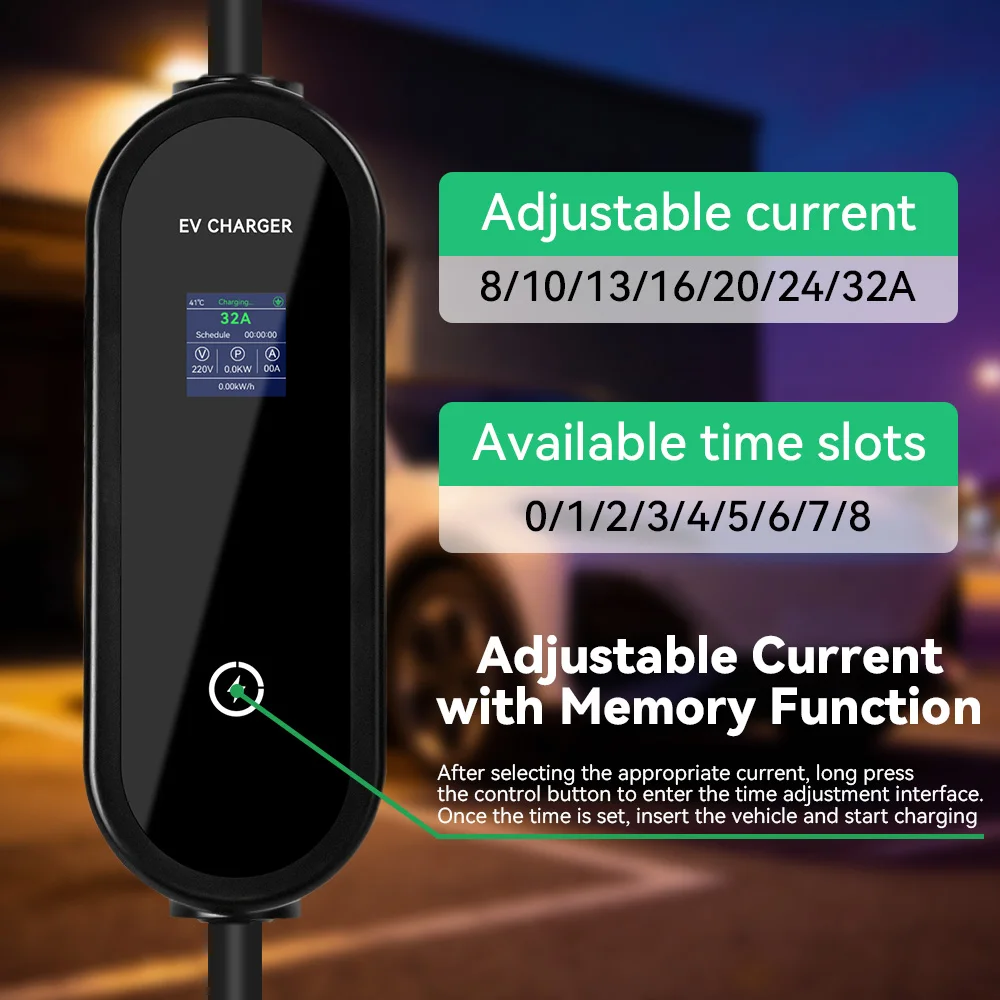 IPENGEN 7 kW tragbares EV-Ladegerät Typ 1, 5 m Kabel, 32 A, SAE J1772, CEE-Stecker, EVSE-Ladung für Elektrofahrzeuge, einstellbarer Strom – Detail 3