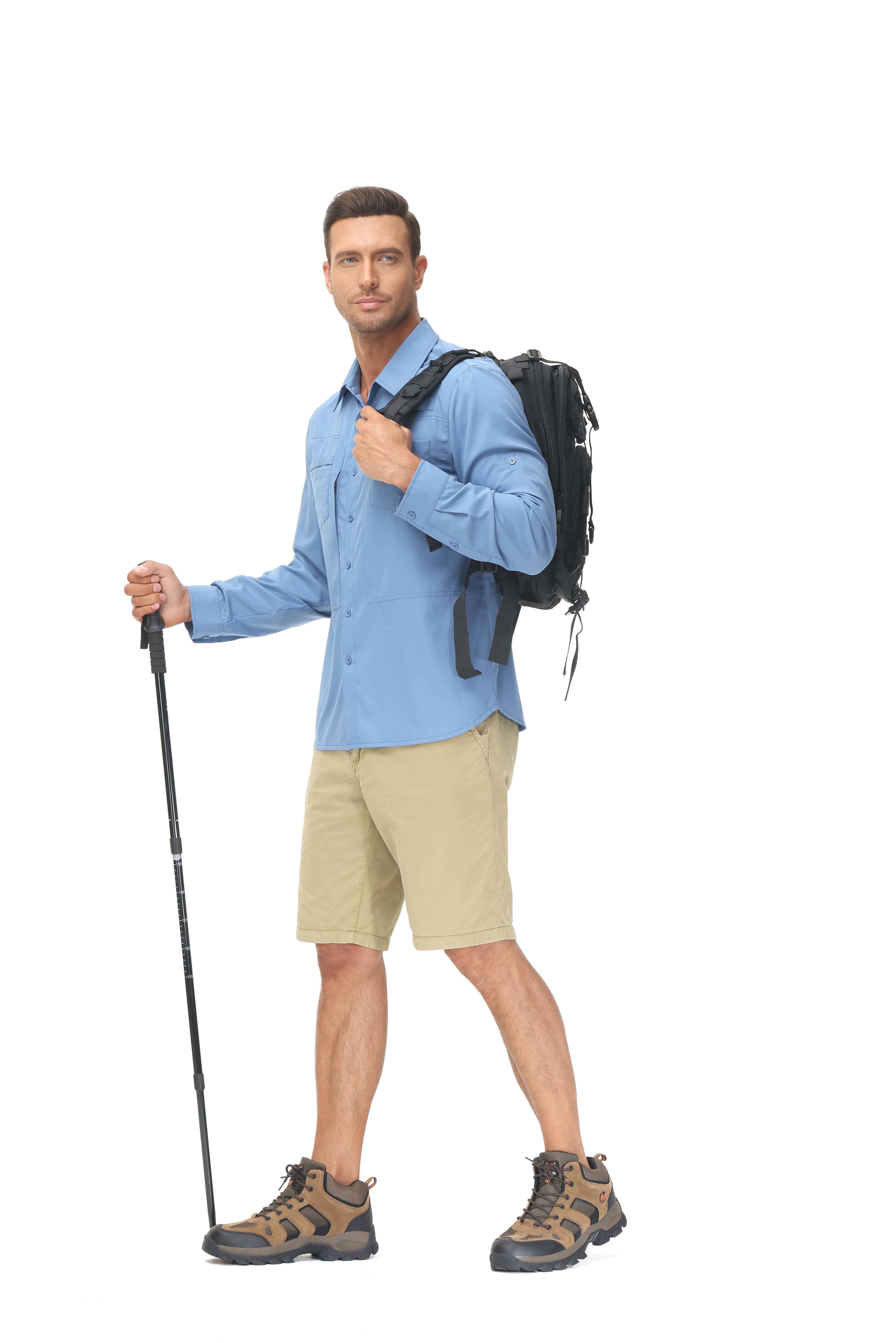 Langarm-Angelhemden für Herren, UPF 50+, Sonnenschutz, atmungsaktiv, leicht, für Reisen, Arbeit, Button-Down-Hemd mit Reißverschlusstasche – Detail 22