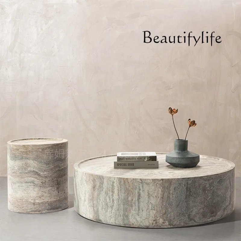 

Modern simple natural marble coffee table designer villa living room home retro cave stone coffee table coffee table