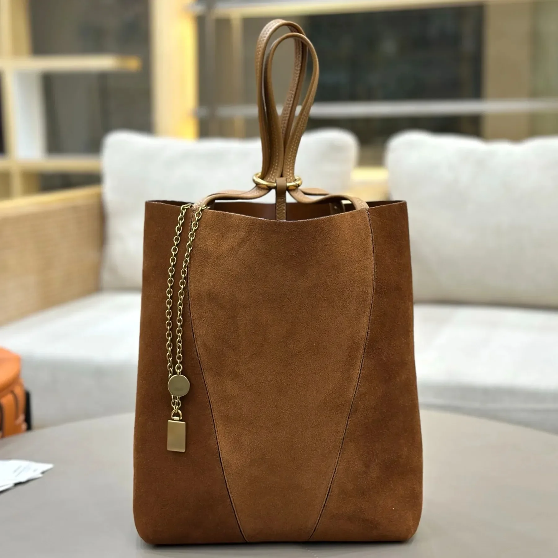 

New Large Spin Tote Bag Luxury Designer Suede Genuine Leather Shoulder Bag Golden Hardware Clutch Bag Fashion Women Casual Shopp