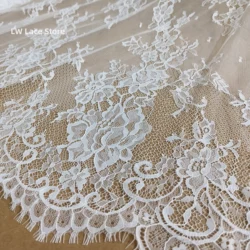 1.5M Wide 3M Long Delicate Thin Quality Eyelash French Chantilly Lace Fabric Off White Wedding Lace NEW