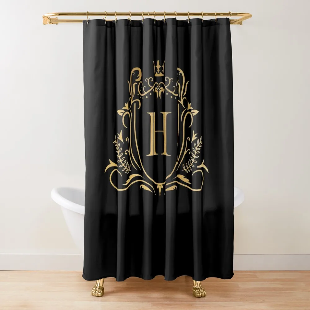 

H monogram, letter H, initial, emblem gold Shower Curtain Waterproof Shower Bathroom Deco Shower Set For Bathroom Curtain