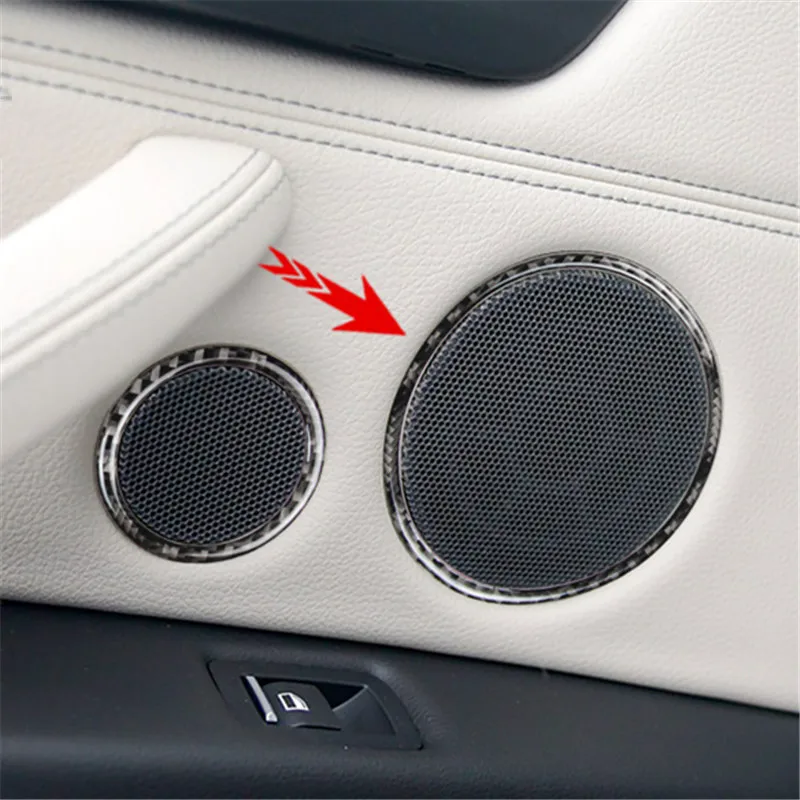 For BMW X5 2014 2015 2016 2017 2018 Door Audio Speaker 3D Epoxy Carbon Fiber Ring Sticker